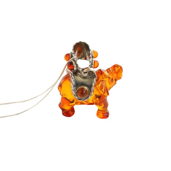 Baltic Amber Circus Elephant Pendant Necklace in 925 Sterling Silver - Picture 6 of 10